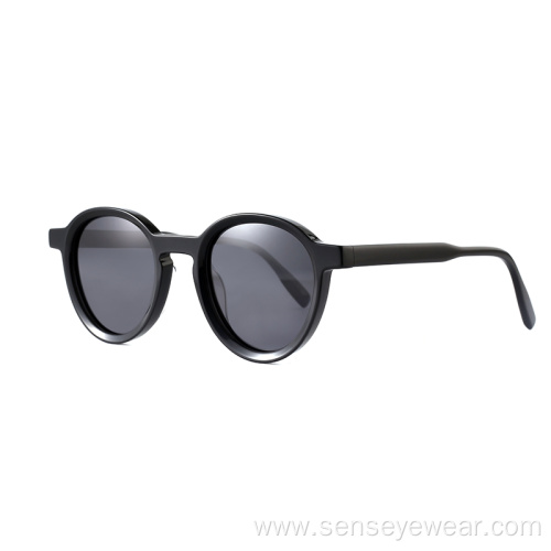 Women Vintage Round Polarized Shades Acetate Sunglasses